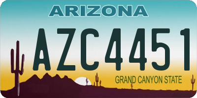 AZ license plate AZC4451