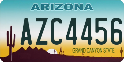 AZ license plate AZC4456