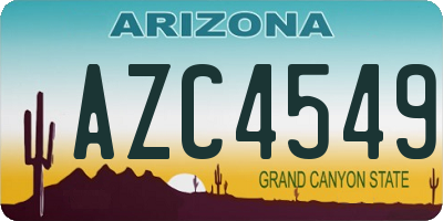 AZ license plate AZC4549