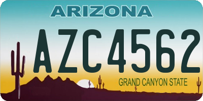 AZ license plate AZC4562
