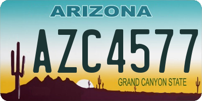 AZ license plate AZC4577