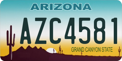 AZ license plate AZC4581