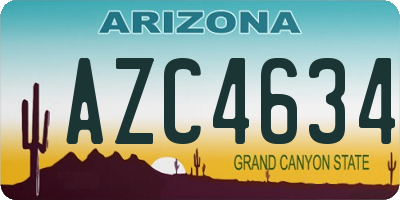 AZ license plate AZC4634