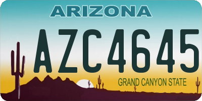 AZ license plate AZC4645