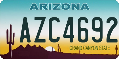 AZ license plate AZC4692