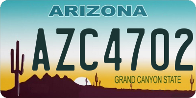 AZ license plate AZC4702