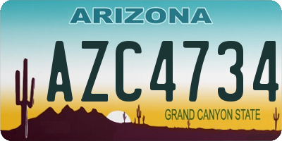 AZ license plate AZC4734