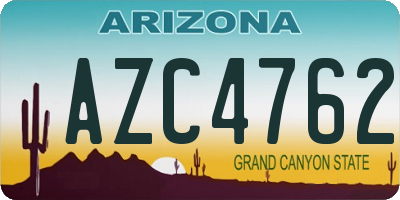 AZ license plate AZC4762