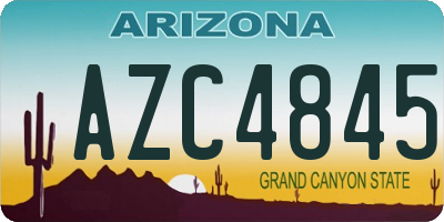 AZ license plate AZC4845