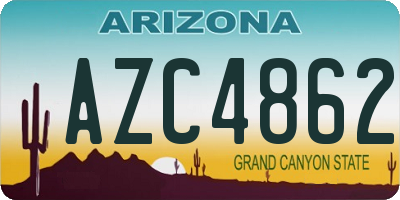AZ license plate AZC4862
