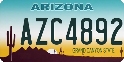 AZ license plate AZC4892
