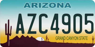 AZ license plate AZC4905