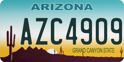 AZ license plate AZC4909