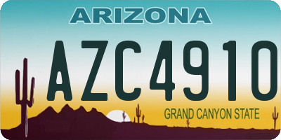 AZ license plate AZC4910