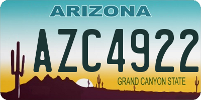 AZ license plate AZC4922