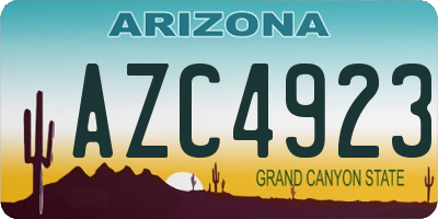 AZ license plate AZC4923