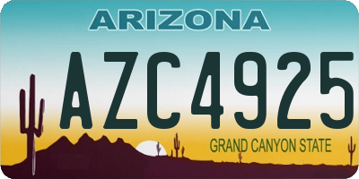 AZ license plate AZC4925