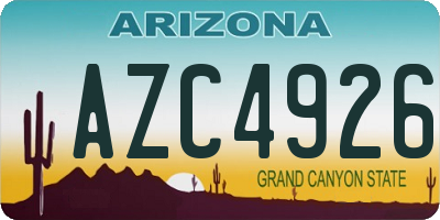 AZ license plate AZC4926