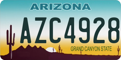 AZ license plate AZC4928