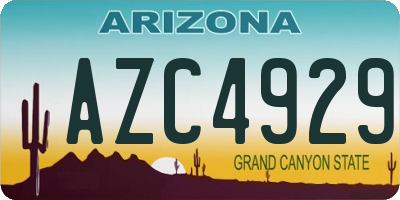 AZ license plate AZC4929