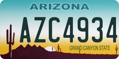 AZ license plate AZC4934