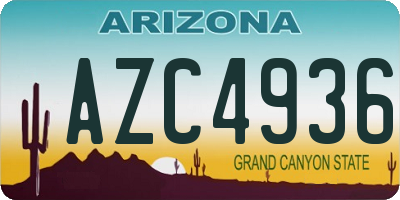 AZ license plate AZC4936