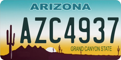 AZ license plate AZC4937