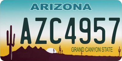 AZ license plate AZC4957