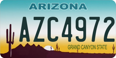 AZ license plate AZC4972