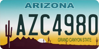 AZ license plate AZC4980