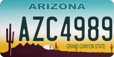AZ license plate AZC4989