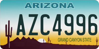 AZ license plate AZC4996