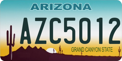 AZ license plate AZC5012