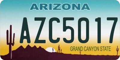 AZ license plate AZC5017