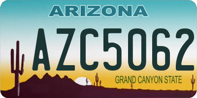 AZ license plate AZC5062