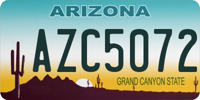 AZ license plate AZC5072