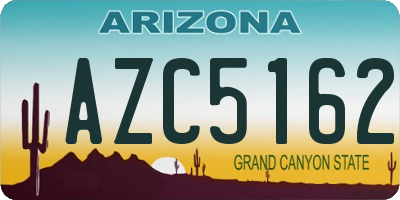 AZ license plate AZC5162