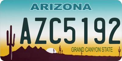 AZ license plate AZC5192