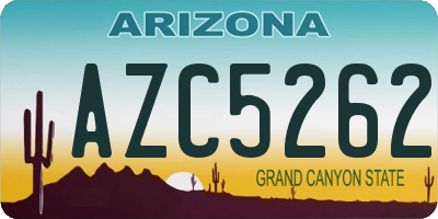 AZ license plate AZC5262