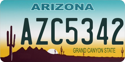 AZ license plate AZC5342