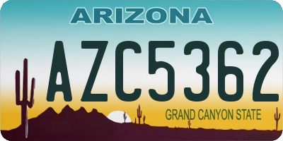 AZ license plate AZC5362