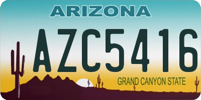 AZ license plate AZC5416