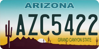 AZ license plate AZC5422