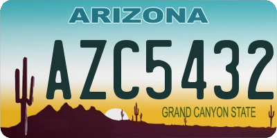 AZ license plate AZC5432