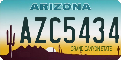 AZ license plate AZC5434