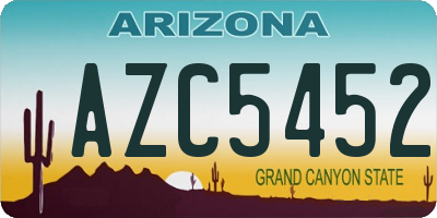 AZ license plate AZC5452