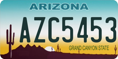 AZ license plate AZC5453