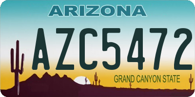 AZ license plate AZC5472