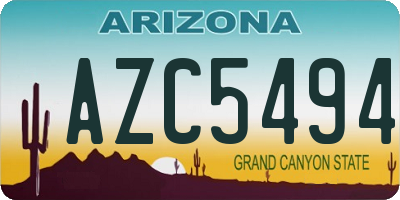 AZ license plate AZC5494