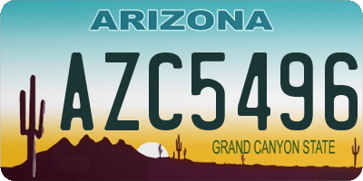 AZ license plate AZC5496